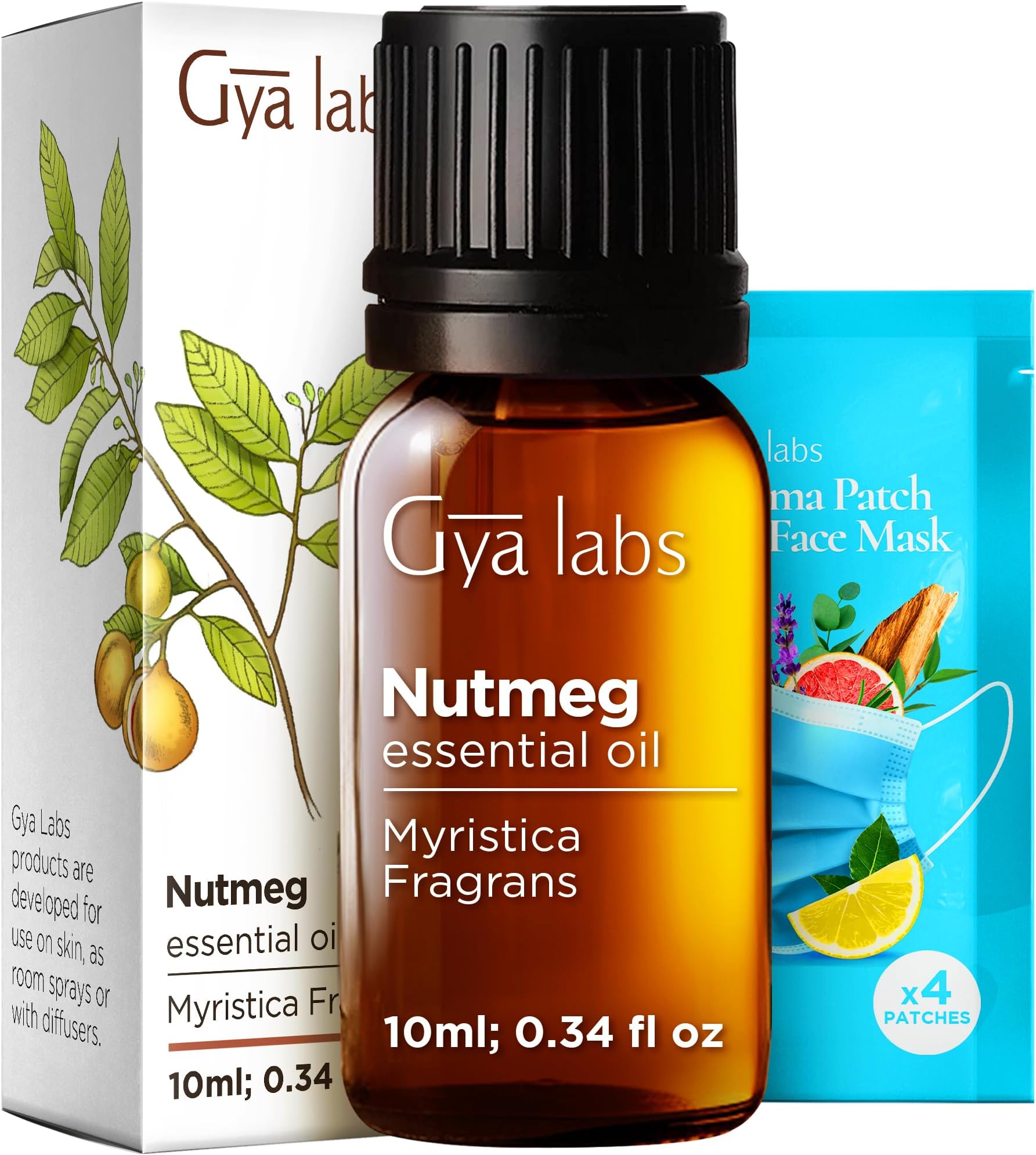 Gya Labs Nutmeg Essential Oil - 0.34 Fl Oz - for Hair, Skin, Diffuser, Aromatherapy & DIY Candle Making Scent
