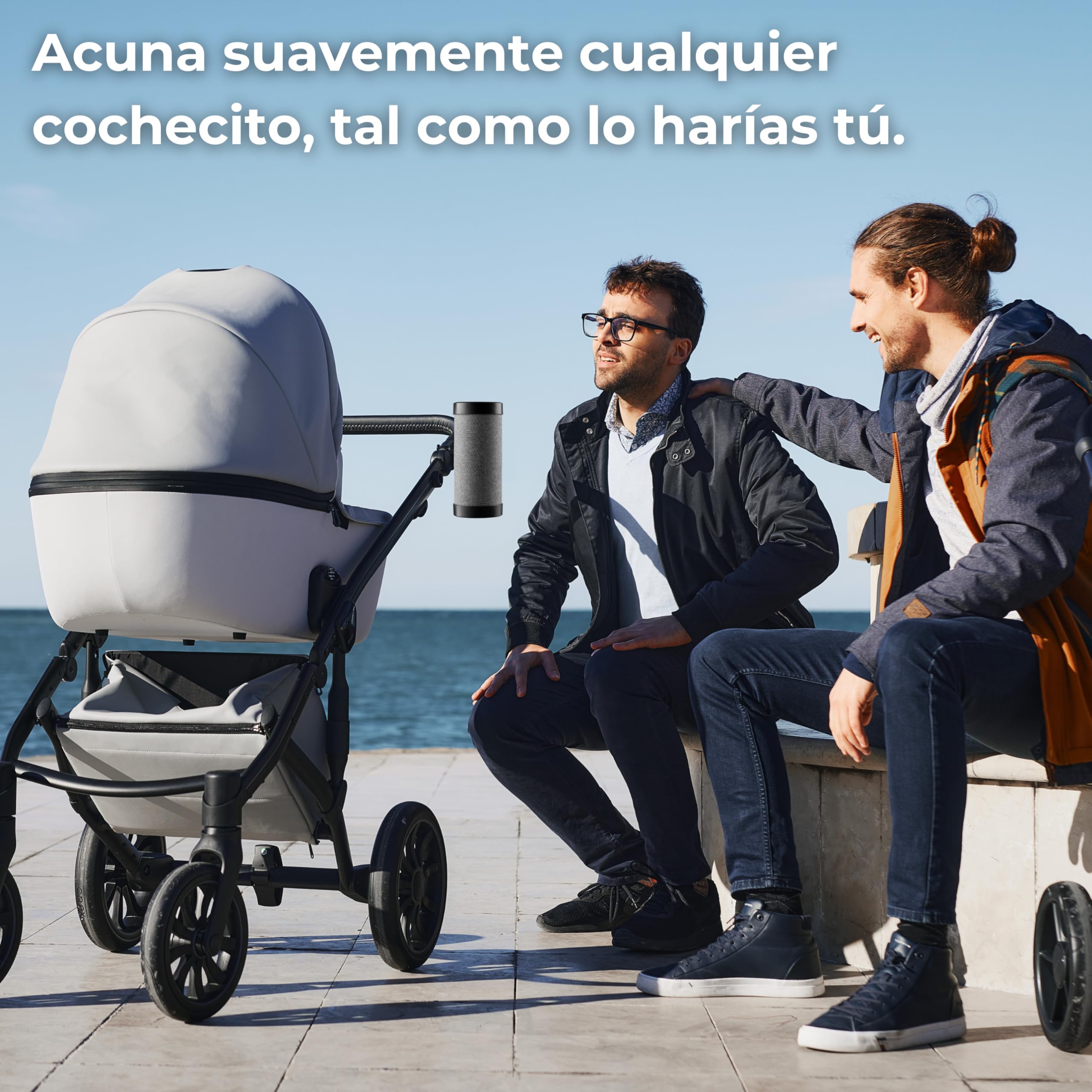 Mecedor Automático Recargable para Cochecito de Bebé – Ayuda para Dormir con Balanceo Suave, 3 Velocidades, Luz LED de Seguridad, USB-C, hasta 30 h - RockingRide PRO (Negro)