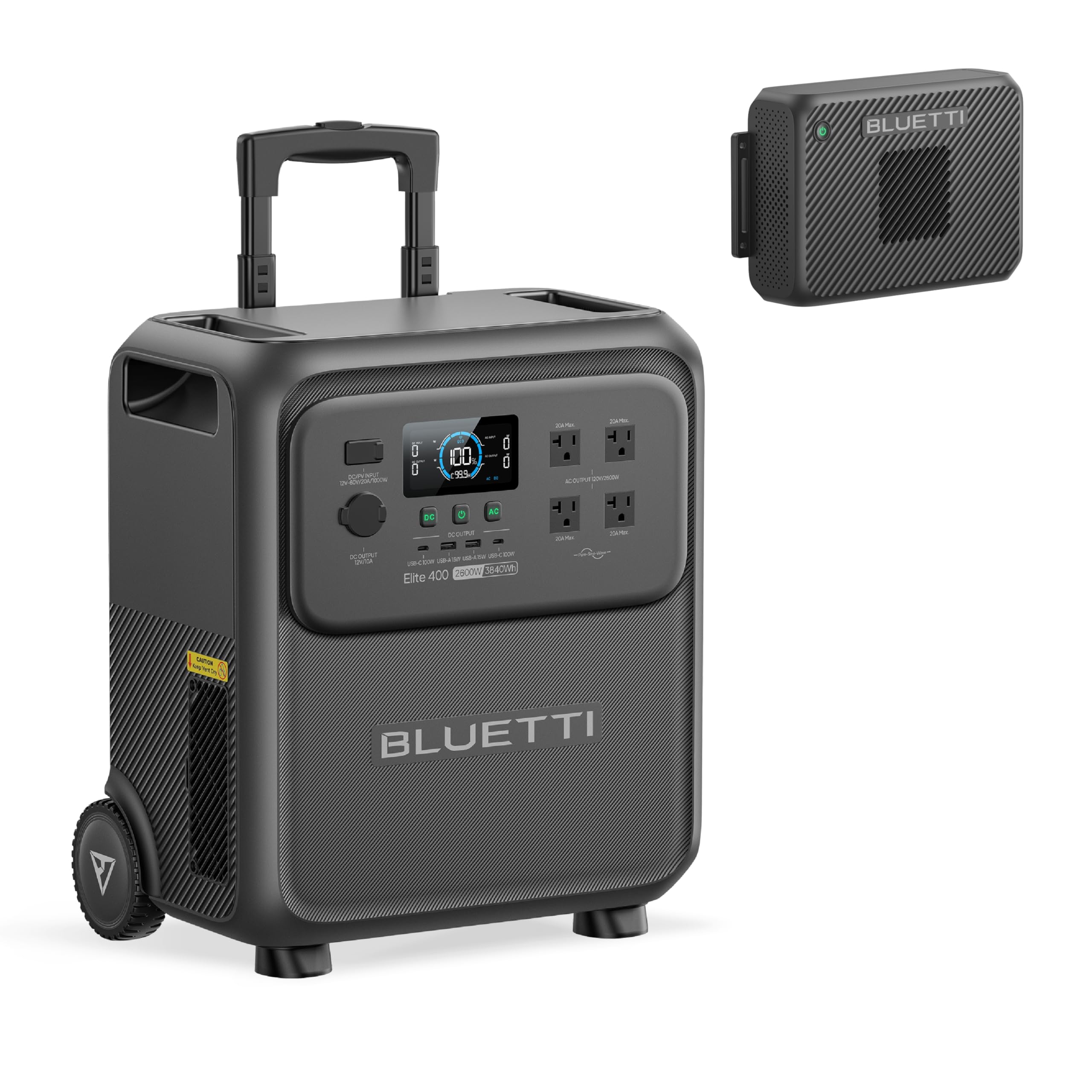 BLUETTI Elite 400 Portable Power Station with Charger 2 Ship Separately 1000W DC-DC Alternator Charger 4 2H Full