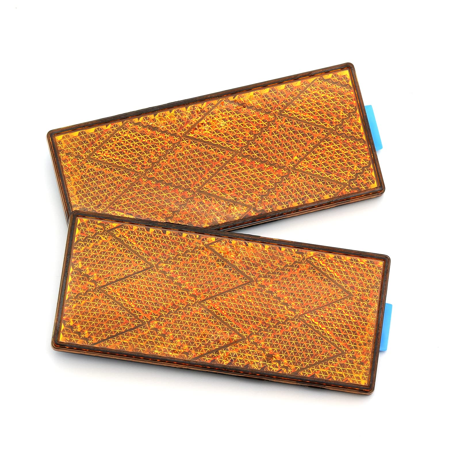 Reflector autoadhesivo rectangular de seguridad impermeable para buzón de entrada, remolque (ámbar, 80 x 35)