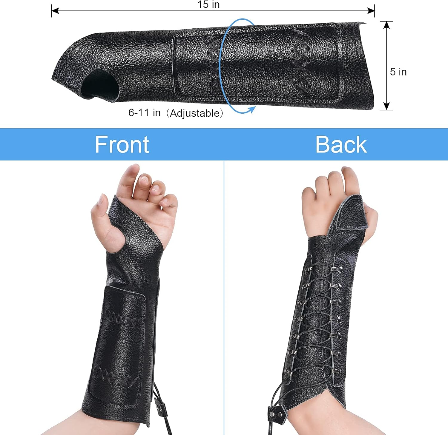 Aimdor Archery Arm Guard and Finger Tabs Leather Forearm Protection Safety Archery Hand Protector and Finger Gloves Bow Gear Accessories for Outdoor Hunting Practice Black : Sports & Outdoors