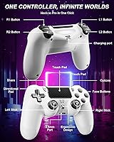 Vista 7 de Quevati Wireless Controller for PS-4, Dual Vibration Game Joystick/Motion Sensing/Touchpad/Speaker/3.5mm Audio Jack Headphone, Upgraded Six-Axis