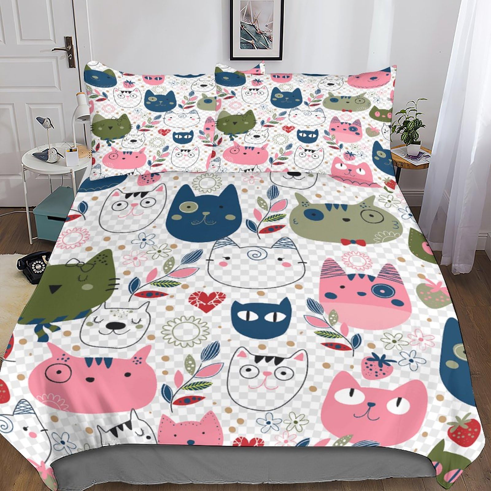Parure de lit chat imprimé 3D de qualité supérieure pour lit double