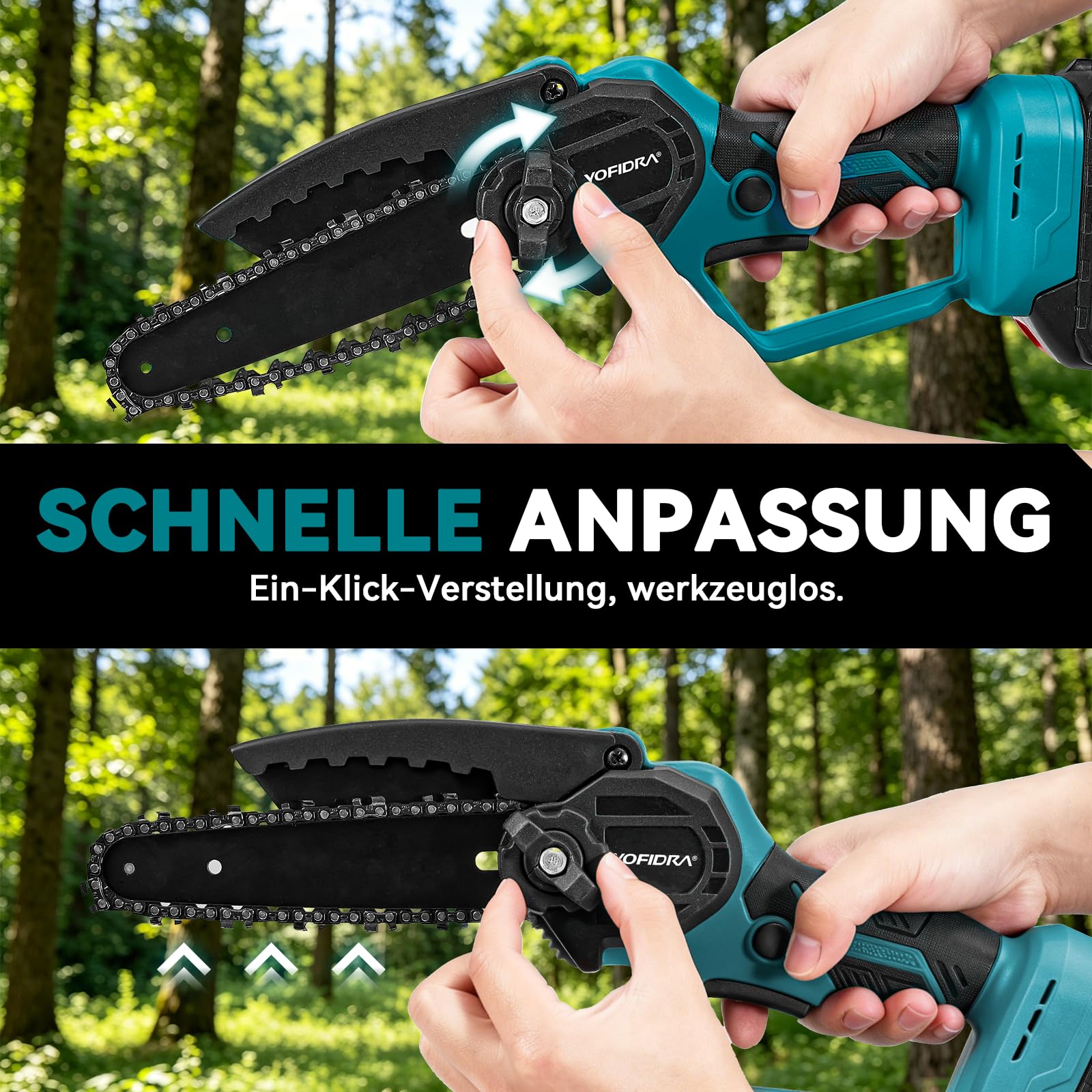 Yofidra 4-in-1 Akku Hochentaster, 6 Zoll Teleskop Kettensäge Akku & 30mm Elektrische Astschere, 180° Einstellbarer Winkel, Baumsäge Elektrisch mit 2x3.0Ah Akku, Teleskopstange bis zu 4,6m