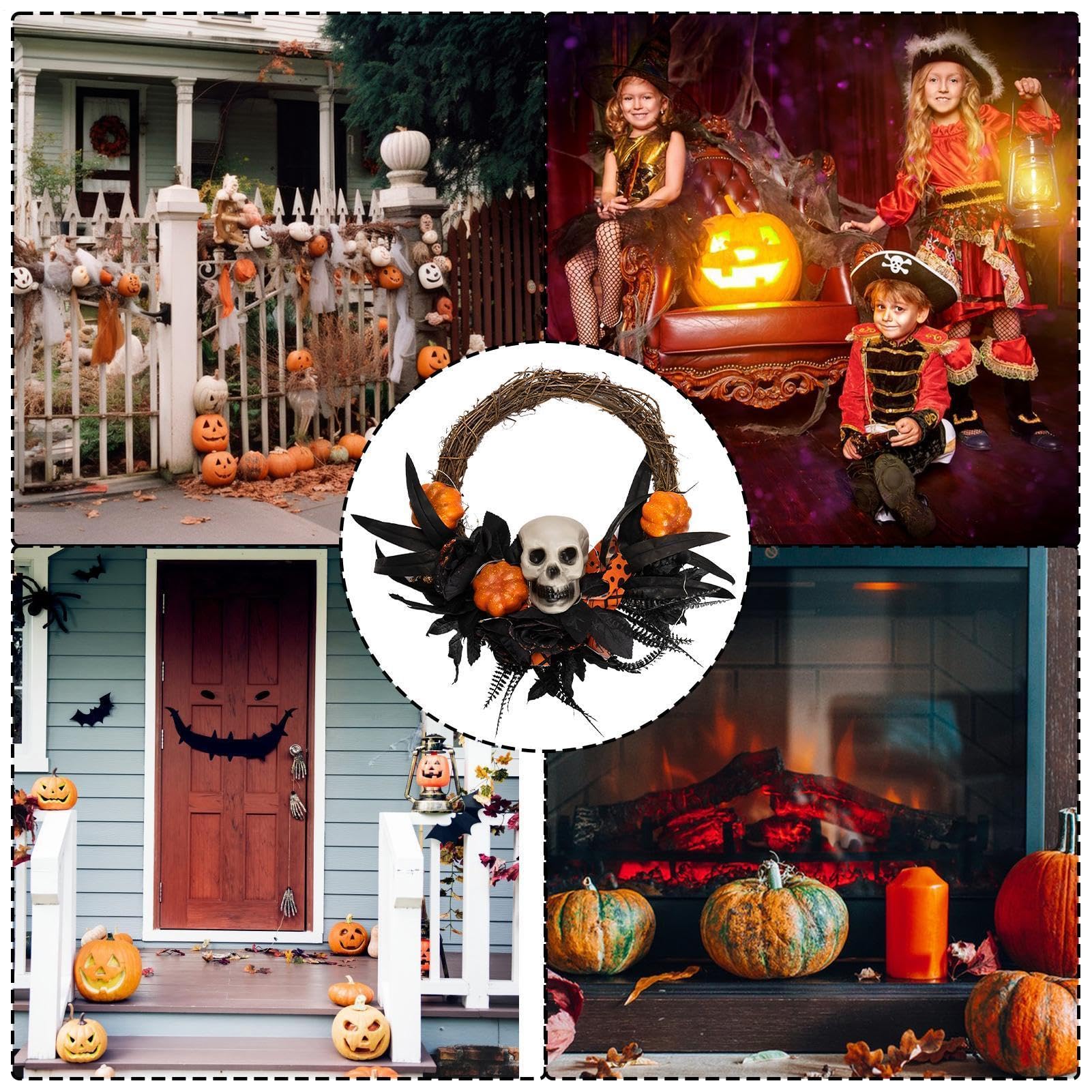 Corona Halloween Letrero Artesanal LED Hueso Artificial