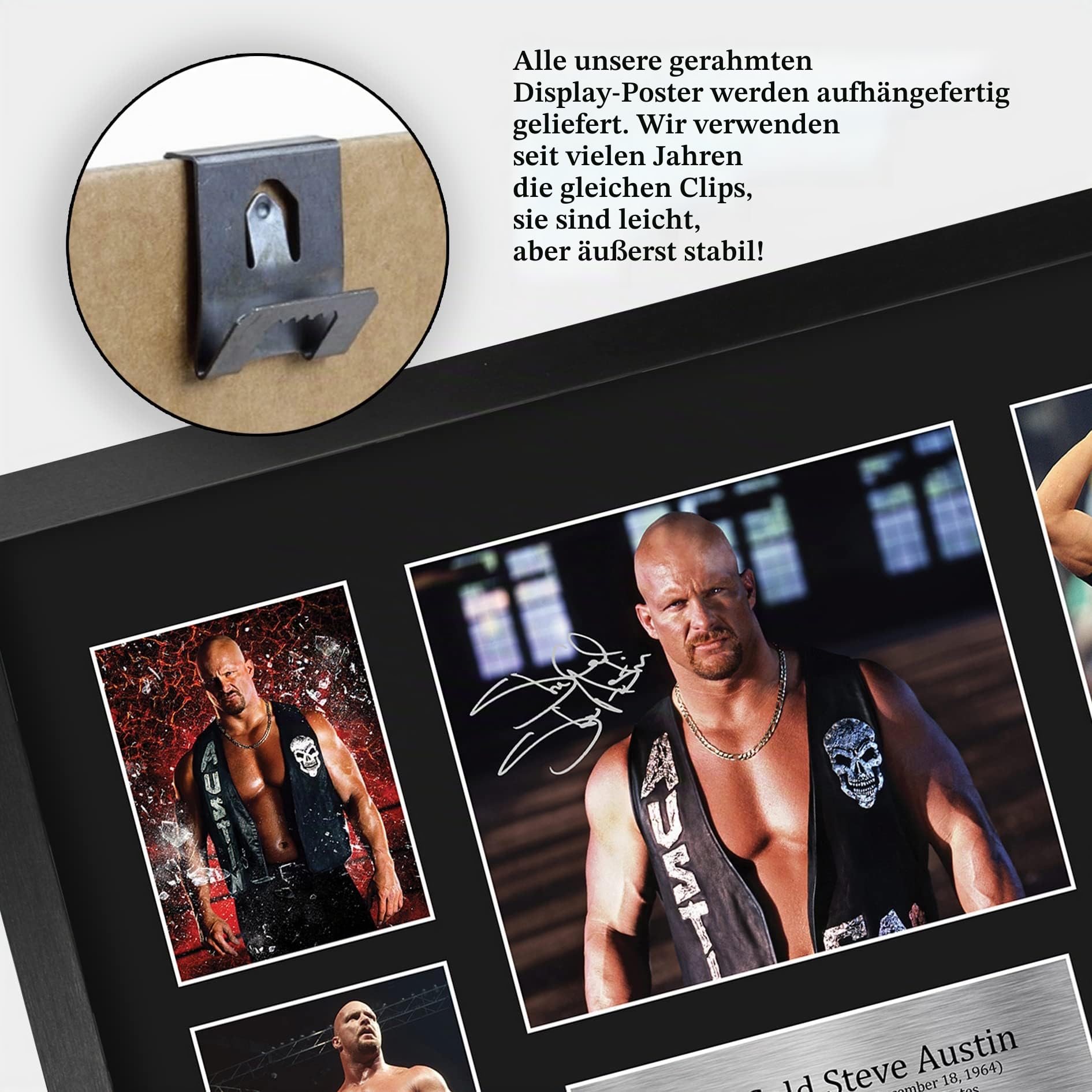 HWC Trading FR A3 Stone Cold Steve Austin Wrestling Geschenke Gedruckt, Signiert Autogramm Bild Für WWE & WWF Erinnerungsstücke-Fans - A3 Framed