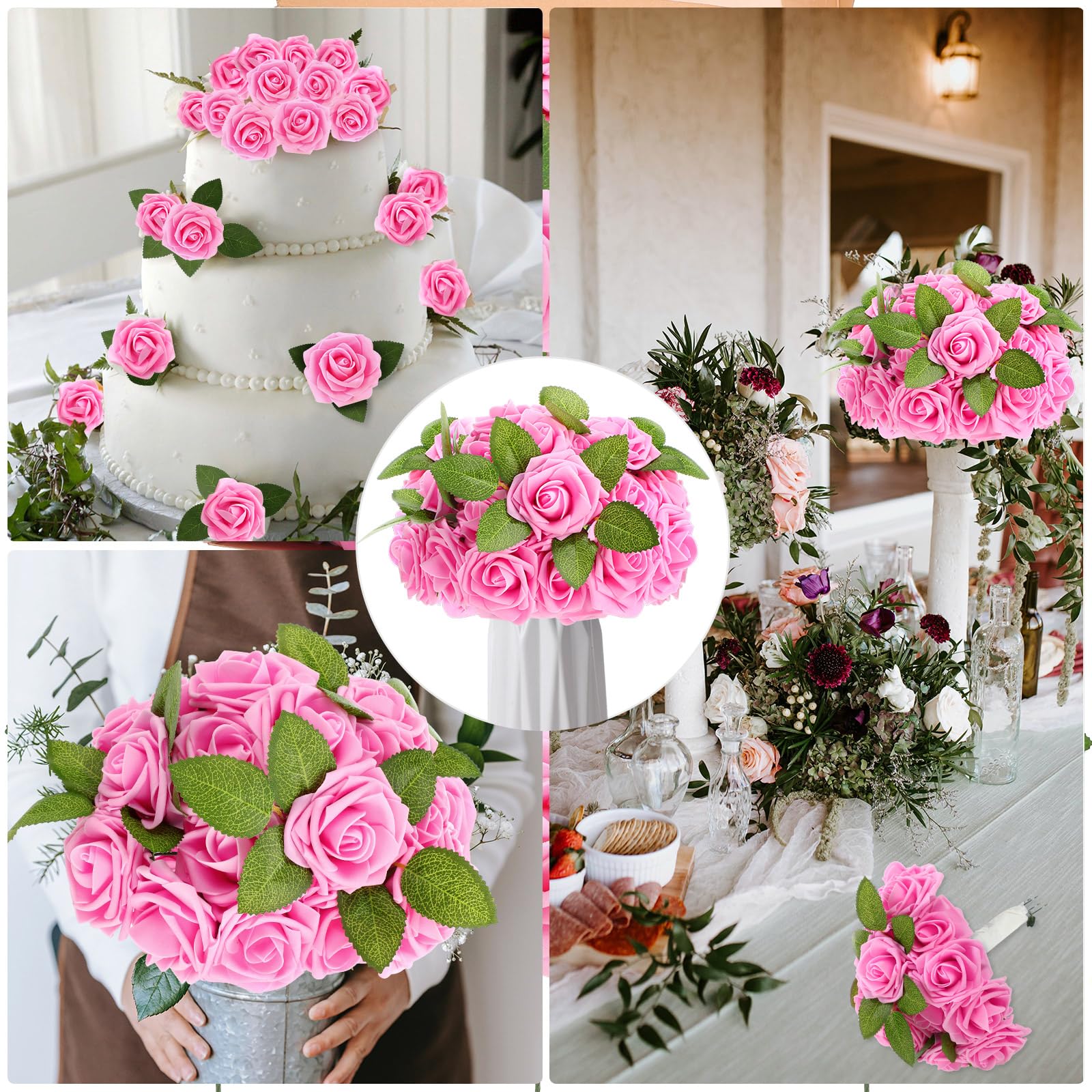 100 rose artificiali in schiuma, bouquet di rose finte, regalo per matrimonio, festa della mamma, donne, fai da te, addio al nubilato, feste, compleanno, casa, decorazione primaverile (rosa