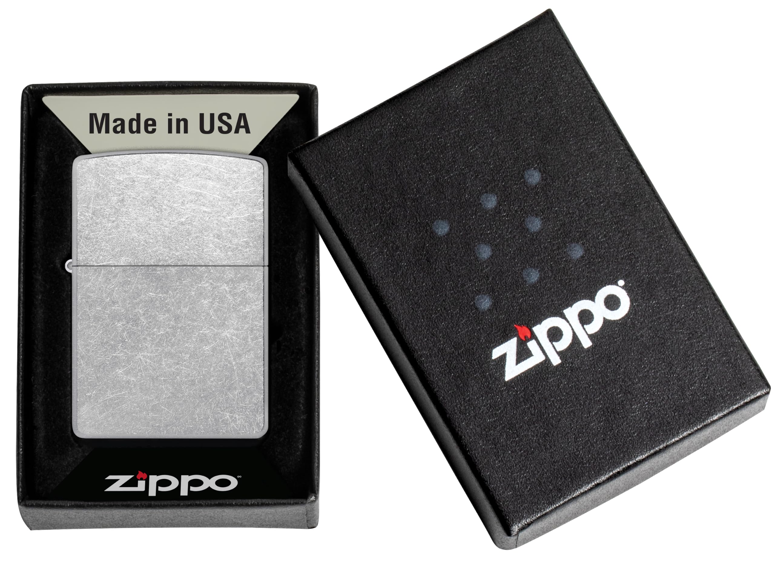 Zippo Sturmfeuerzeug Street Chrome + Feuerzeugbenzin 125ml
