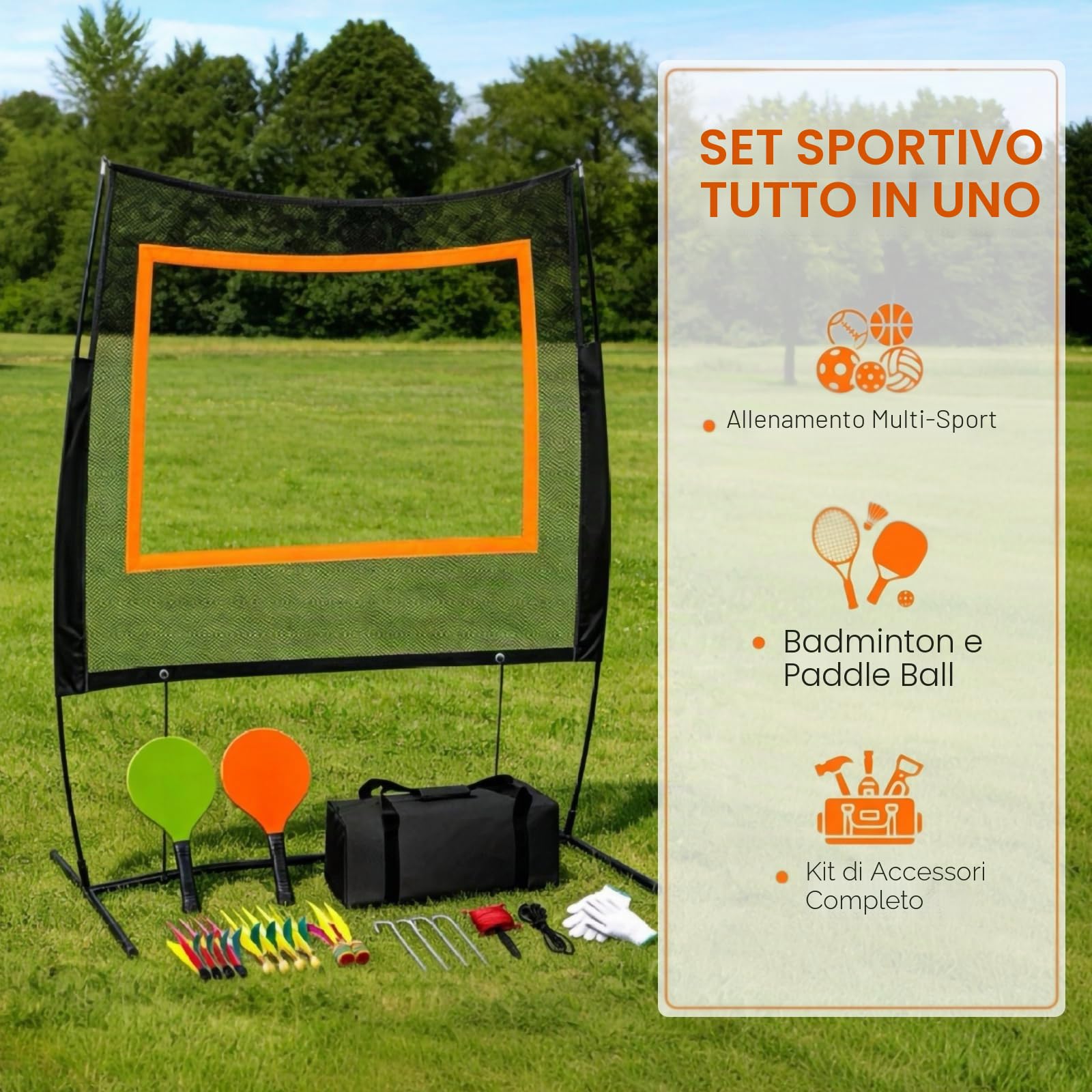 Set di reti da badminton KIRJAUDU, set 5 in 1 per Pickleball con rete per volano per giardino, set da badminton per interni ed esterni, rete da pallavolo per giardino, giochi all'aperto per famiglia e