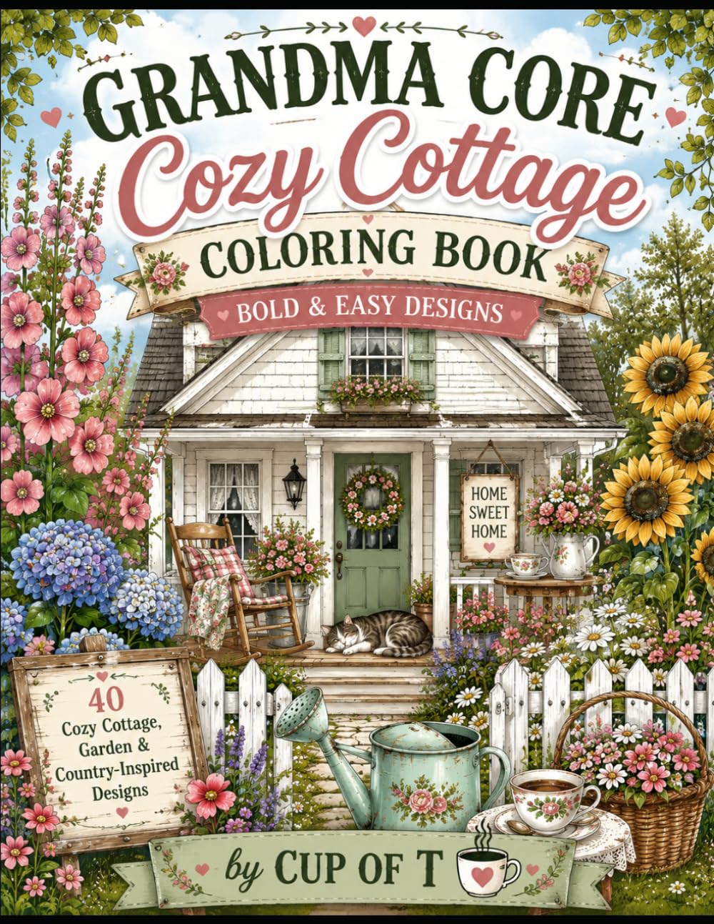 Grandma Core Cozy Cottage coloring Book