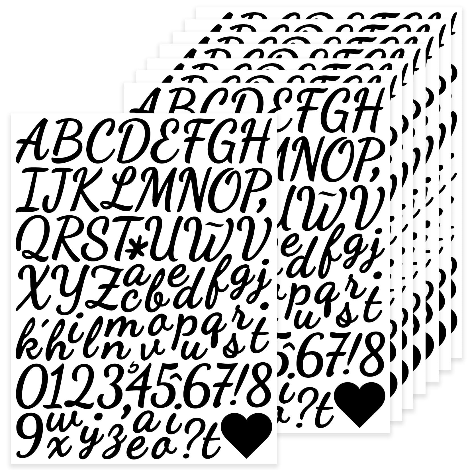 Photo 1 of 1.5 Inch Letter Number Stickers, 616 Pieces Black Alphabet Symbols Sticker