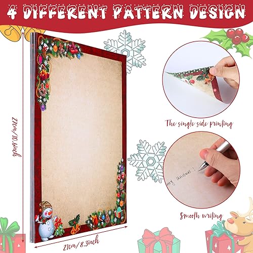 Miniatura 2 de 48 hojas de papel estacionario de Navidad de 8.5 x 11 pulgadas, papel de impresora de papel de carta de Navidad, papel de escritura de vacaciones