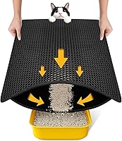Conlun Cat Litter Mat: EVA Honeycomb Double Layer, Waterproof Urine-Proof, Scatter Control, Easy Clean Washable Black Mat