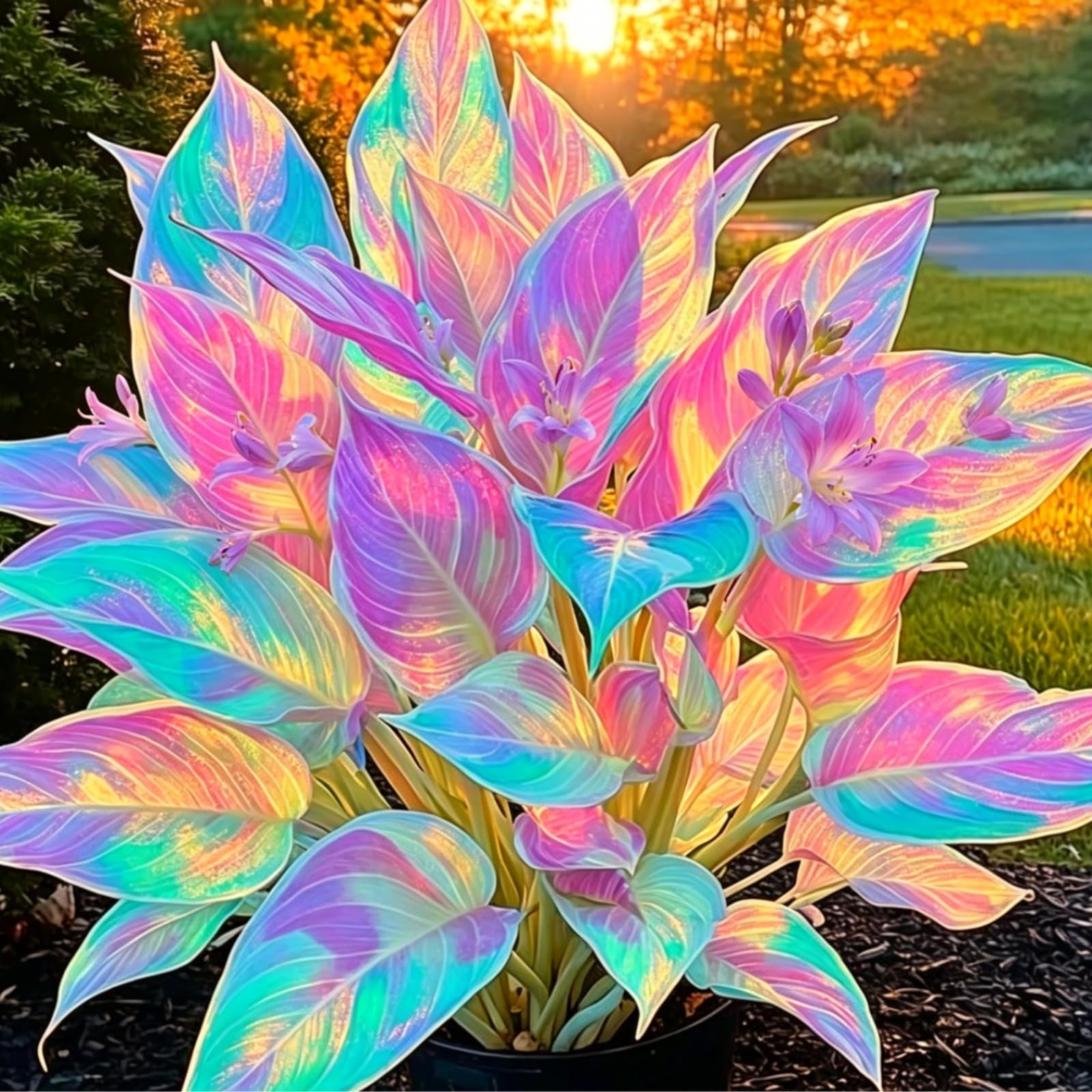 Exquisita Rizoma Hostas/adecuada para plantar al aire libre,Rápido crecimiento,Resistente/Butterfly Fowers Rainbow Hostas,Iridescent,Apto para principiantes.-15Rizoma-C