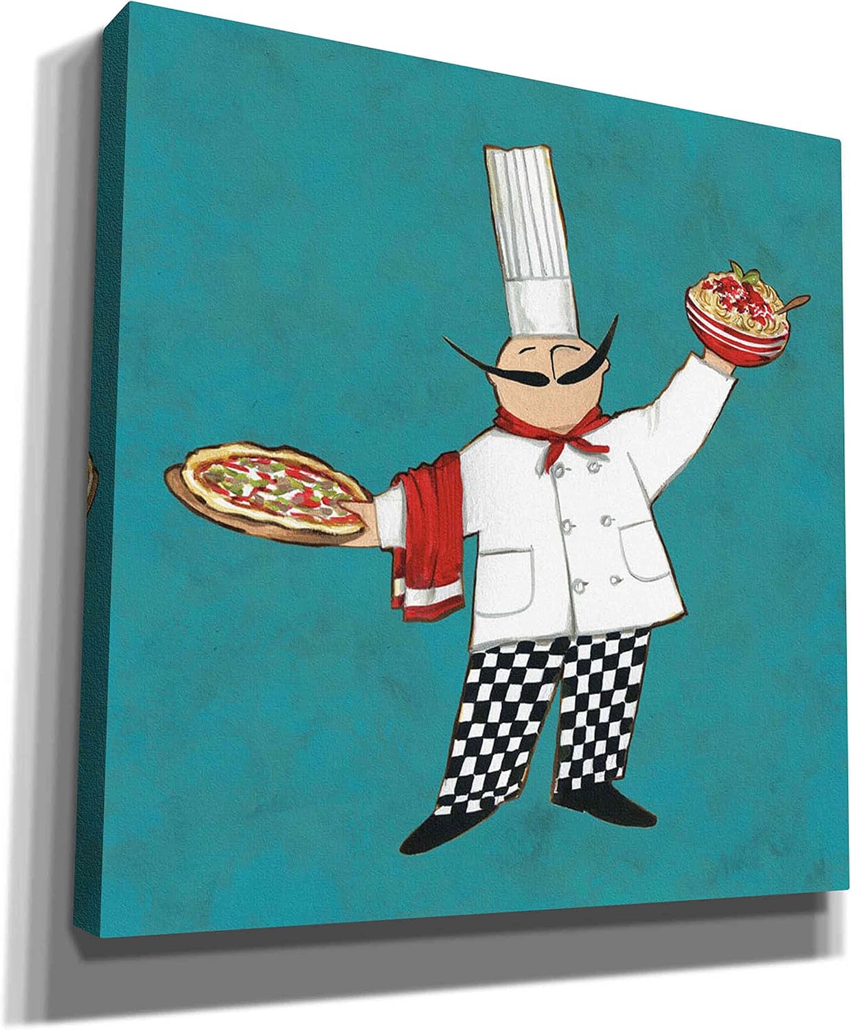 Epic Graffiti 'Pasta Chef in Color' by Anne Tavoletti, Canvas Wall Art, 12"x12"