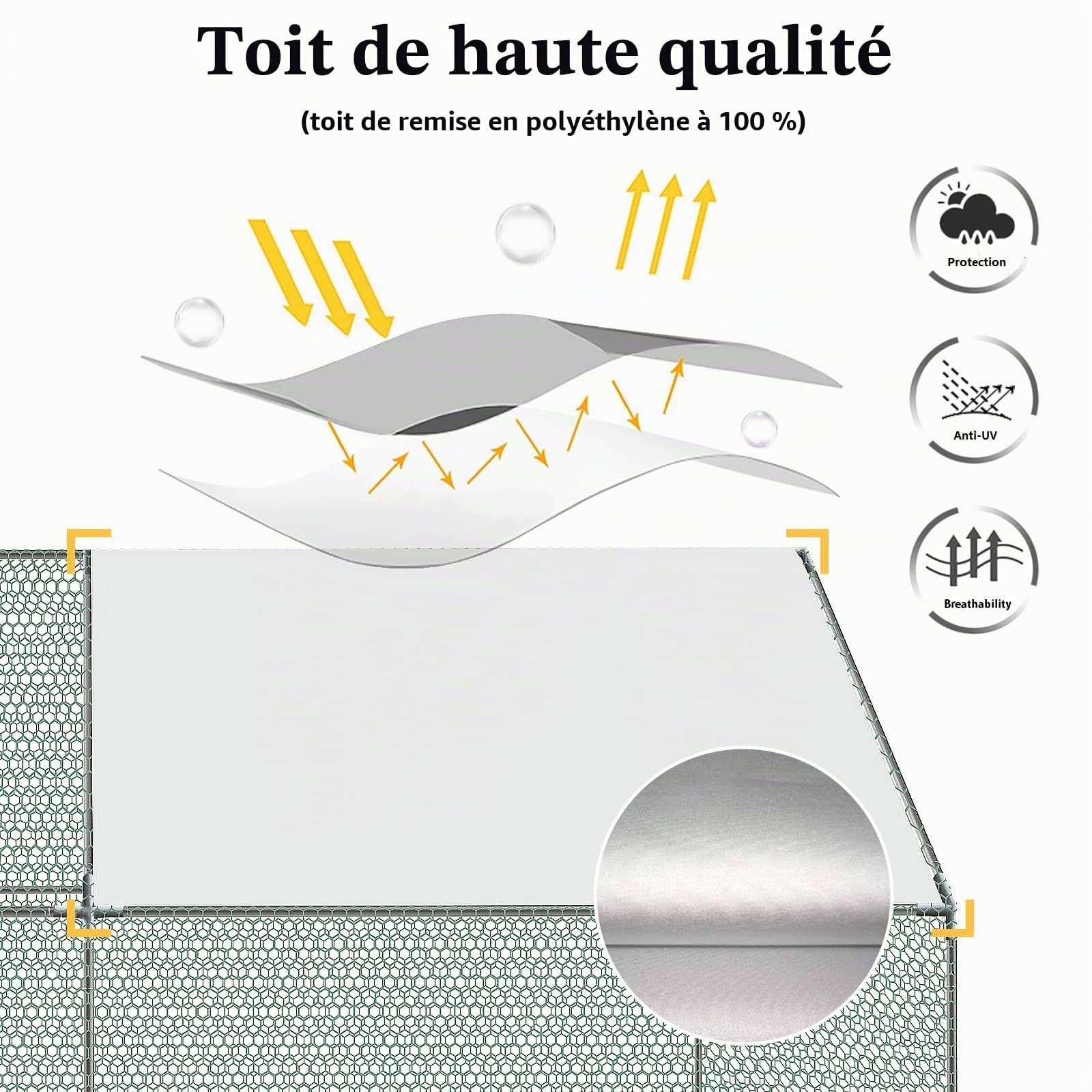 LZQ Grande cage de poulet en métal avec housse imperméable pour poulet en plein air, canard et rabbit 3 x 2 x 2 m