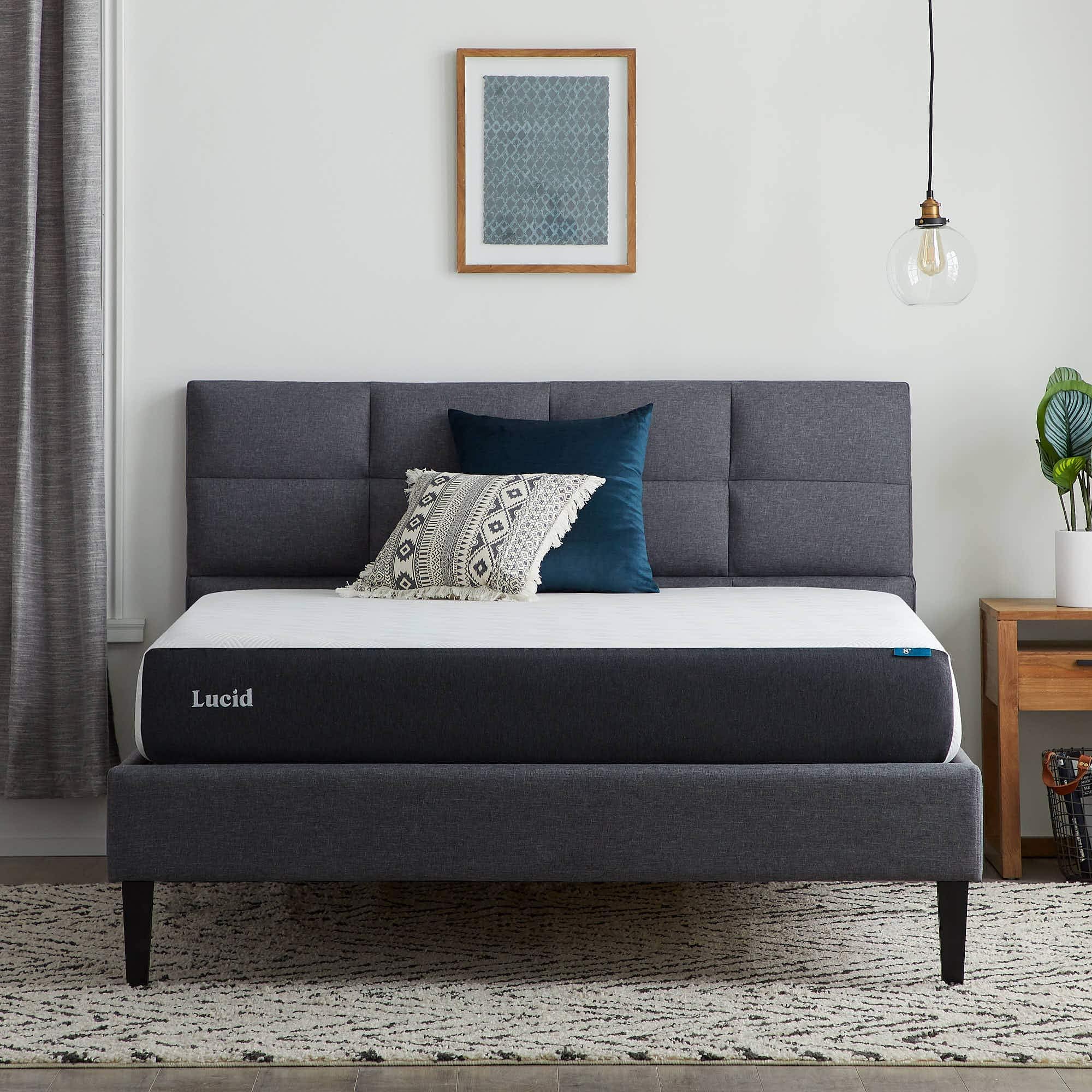 Lucid 8 Inch Memory Foam Mattress - Medium Firm Feel - Infused with Refreshing Bamboo Charcoal and Cooling Gel - Bed in a Box - Temperature Regulating - Pressure Relief - Breathable - Twin XL Size