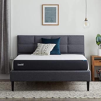 Lucid 8 Inch Cal King Mattress- Plush Gel Memory Foam Mattress – Bamboo Charcoal Mattress in a Box – CertiPur Certified