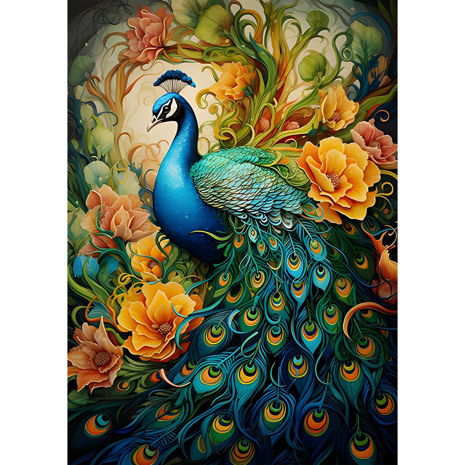 MEIYUDA Peacock Diamond Painting Art, 5D Diamond Art Kits - Flower, Crystal, Home Wall Decor 30x40cm, 06-Peacock, Mittel