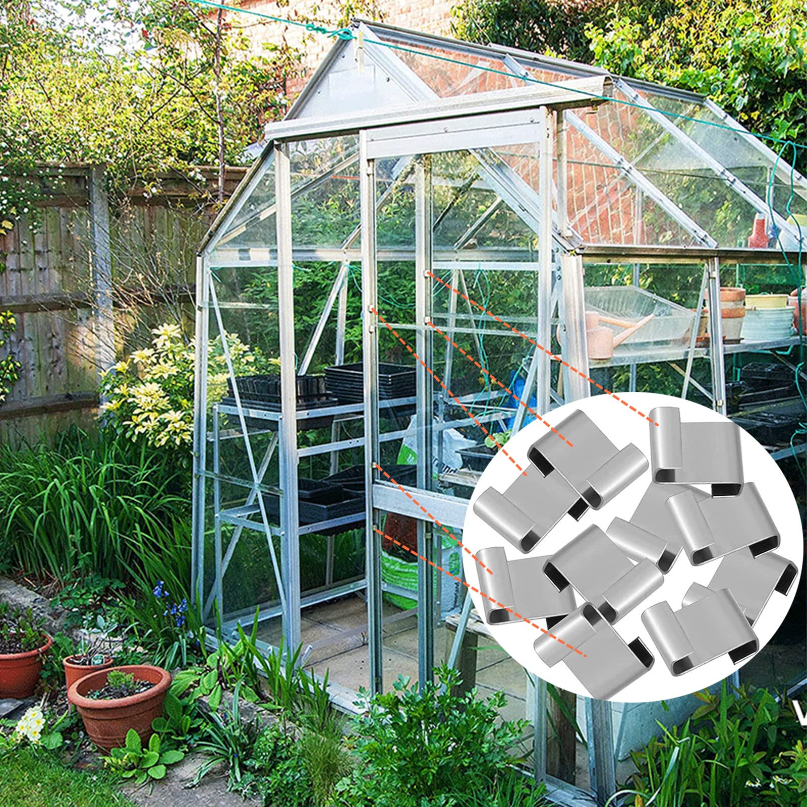 140x Gartenclips Edelstahl – Für Gewächshaus, Netze & Abdeckungen, Starke Feder, Mit Löchern Zum Aufhängen