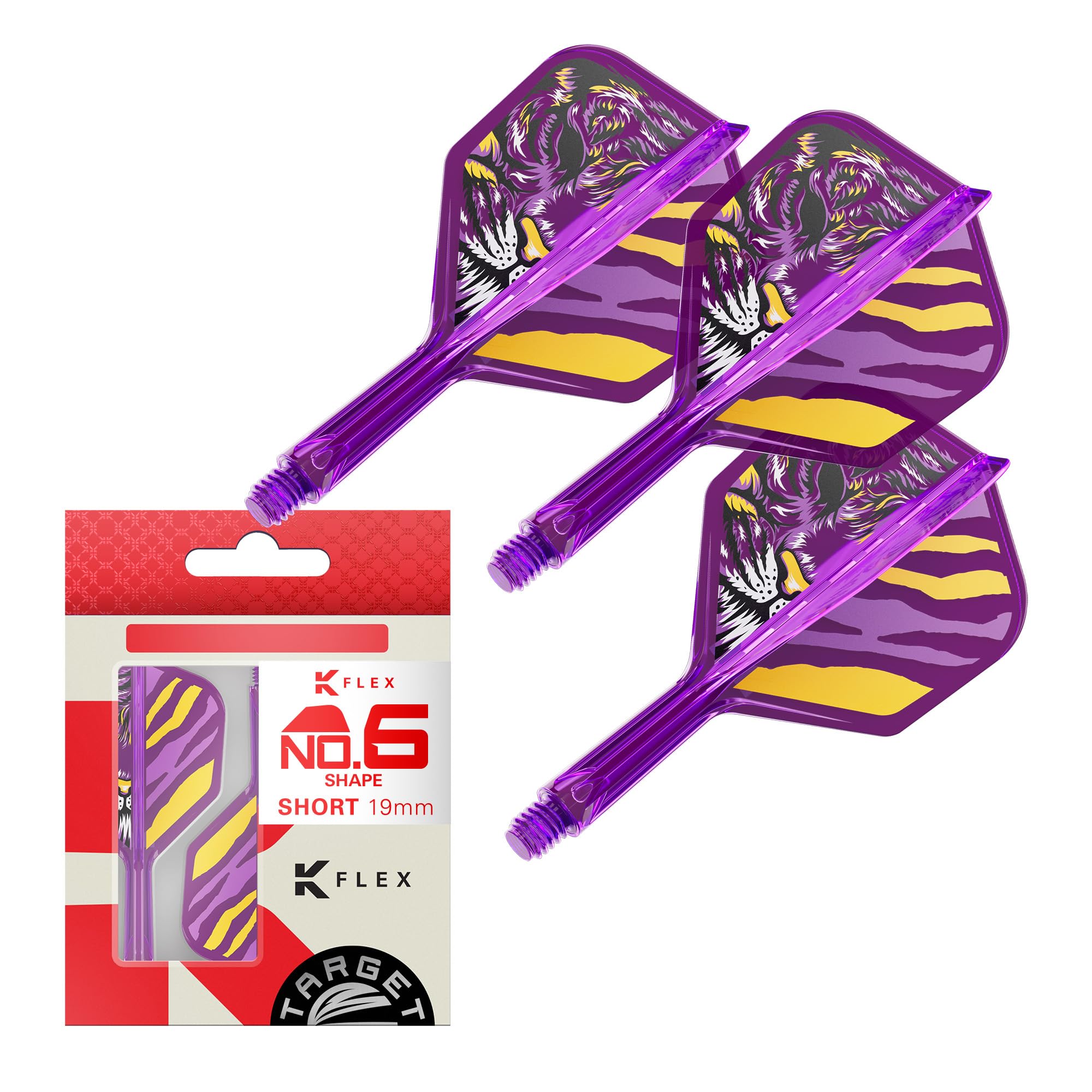 Target Japan Endeavour K Flex Dart Flights and Shaft System, No.6 (Short, 19mm) | Pack of 3 Kflex All In One Flight, Player Edition Kasumi Sato Darts Accessories | K-Flex Dart Stem