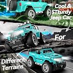 DEERC Jeep RC Car W/Spray Function, Remote Control Car W/Fog Mist, 1:16 Off-Road Truck W/ 2 Batteries, LED Lights& Sound, 50+ Min Play, 2.4Ghz All Terrain SUV Electric Vehicle Toy for Boys Adults