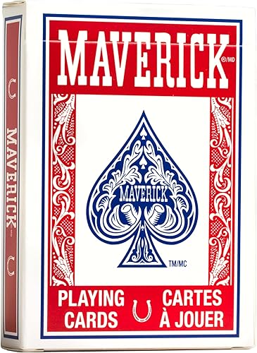 Vista 5 de Maverick Juego de 12 cartas, índice estándar, barajas rojas y azules, naipes a granel para póker, juegos de cartas y noche de juegos familiares