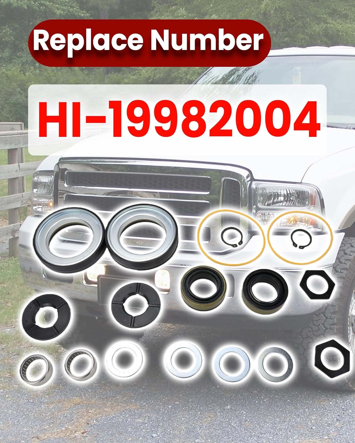 20 Pcs Outer Axle Dust Seal & Inner Tube Seal & Needle Bearing & Snap Ring & Thrust Washer Seals Kit Fit Compatible with Ford Super Duty Excursion F250 F350 F450 F550 HI-19982004