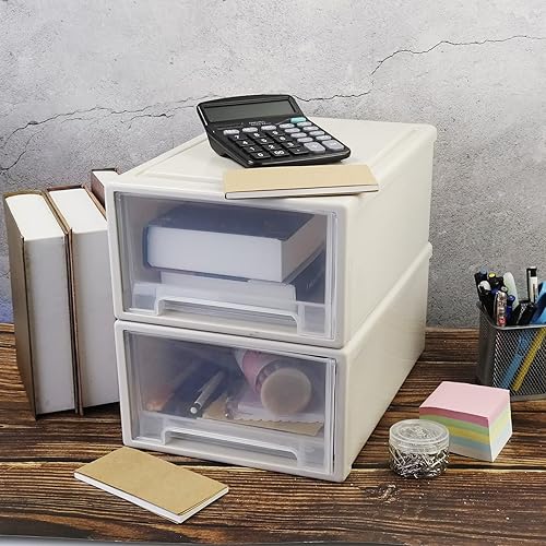 Miniatura 5 de Paquete de 4 cajones apilables de almacenamiento, caja organizadora de 12 cuartos de galón