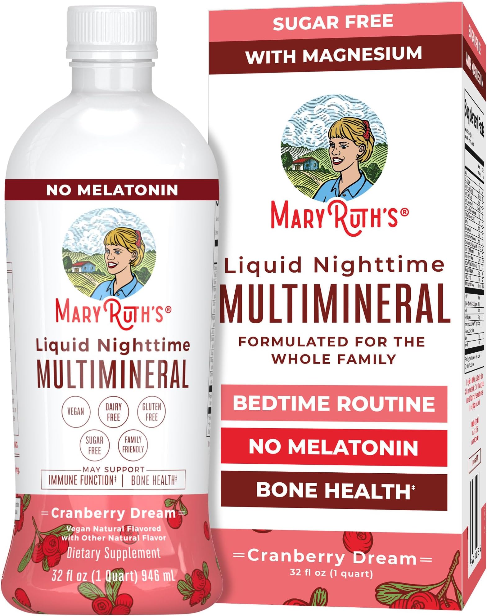 Liquid Nighttime Multimineral | No Melatonin | Bedtime Routine | Magnesium Citrate | Calcium | Zinc | Vitamin D3| Available in 4 Flavor - Vegan | Sugar Free | Gluten Free | 32 Oz