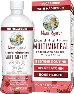 MaryRuth Organics Liquid Nighttime Multimineral | No Melatonin | Bedtime Routine | Magnesium Citrate | Calcium | Zinc | Vitamin D3| Available in 4 Flavors | Vegan | Sugar Free | Gluten Free | 32 Oz