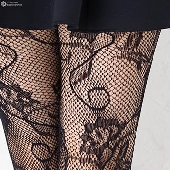 Amazon | [TSB] 蔦花柄ラッセルタイツ ブラック M-L 網タイツ 柄