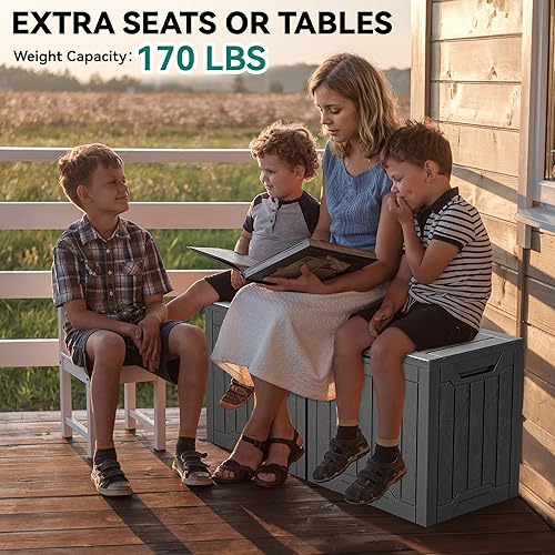 Miniatura 3 de YITAHOME Caja de resina de 31 galones, caja de almacenamiento al aire libre y caja de entrega de paquete impermeable con tapa bloqueable para