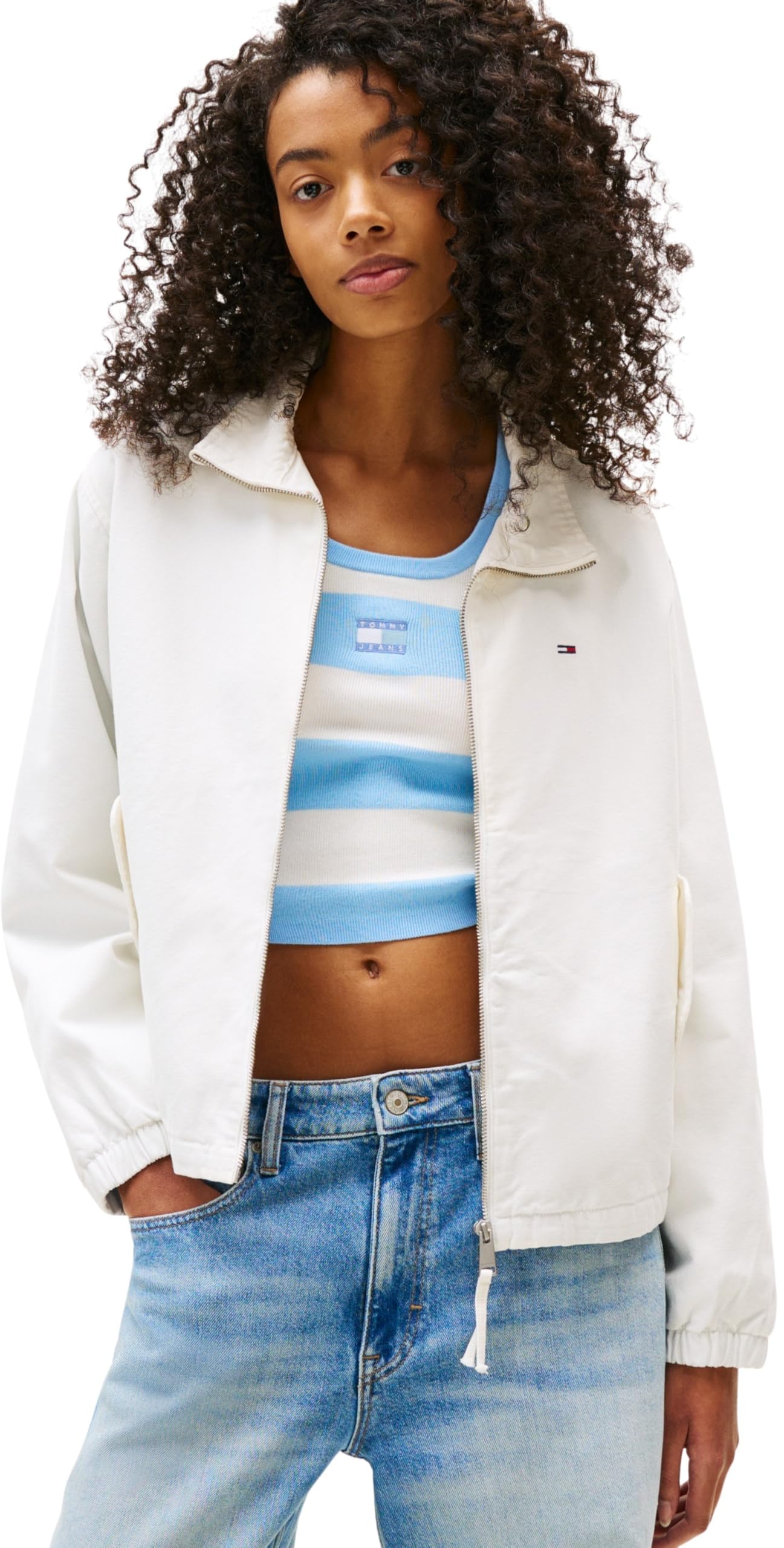 Tommy Jeans Womens Tjw Reg Zip Cotton Ext Dw0dw20526 Other Jackets, White (Ecru), XL UK