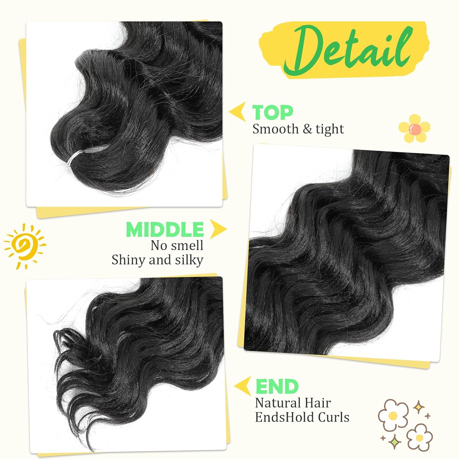 Curly Braiding Hair 18inch Ocean Wave Crochet Hair 7Packs Beach Curl Wet And Wavy Crochet Hair for Black Women,Deep Wave Crochet Hair Extensions 1B…