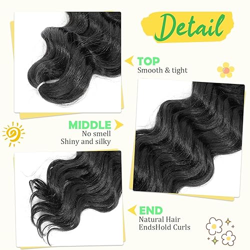 Miniatura 3 de AMELI Pelo de ganchillo Ocean Wave de 9 pulgadas, 7 paquetes de cabello rizado trenzado para mujeres negras, extensiones de cabello de ganchillo de