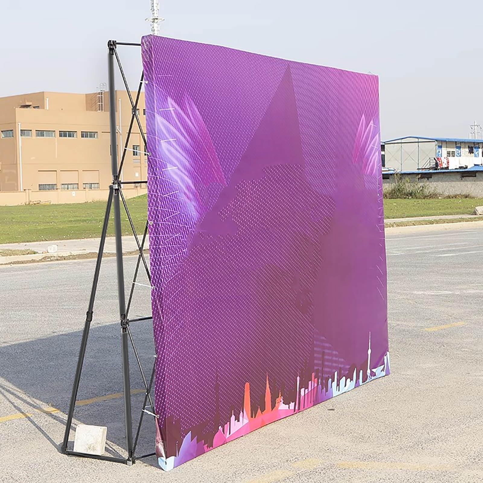Este Soporte metálico para Carteles, Soportes desplegables de Tela tensada de Gran tamaño, Estructura para Stands de pancartas, Soporte para Fondos de ferias comerciales para Tiendas minoris