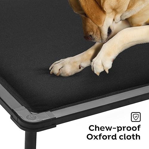 Miniatura 4 de Veehoo Cama elevada para perros a prueba de mordidos, catre elevado duradero para mascotas con tapete impermeable relleno de algodón de