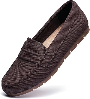 Loafers for Women Comfortable Dressy Casual Work Flats Lightweight & Breathable Slip On Walking Shoes Knit