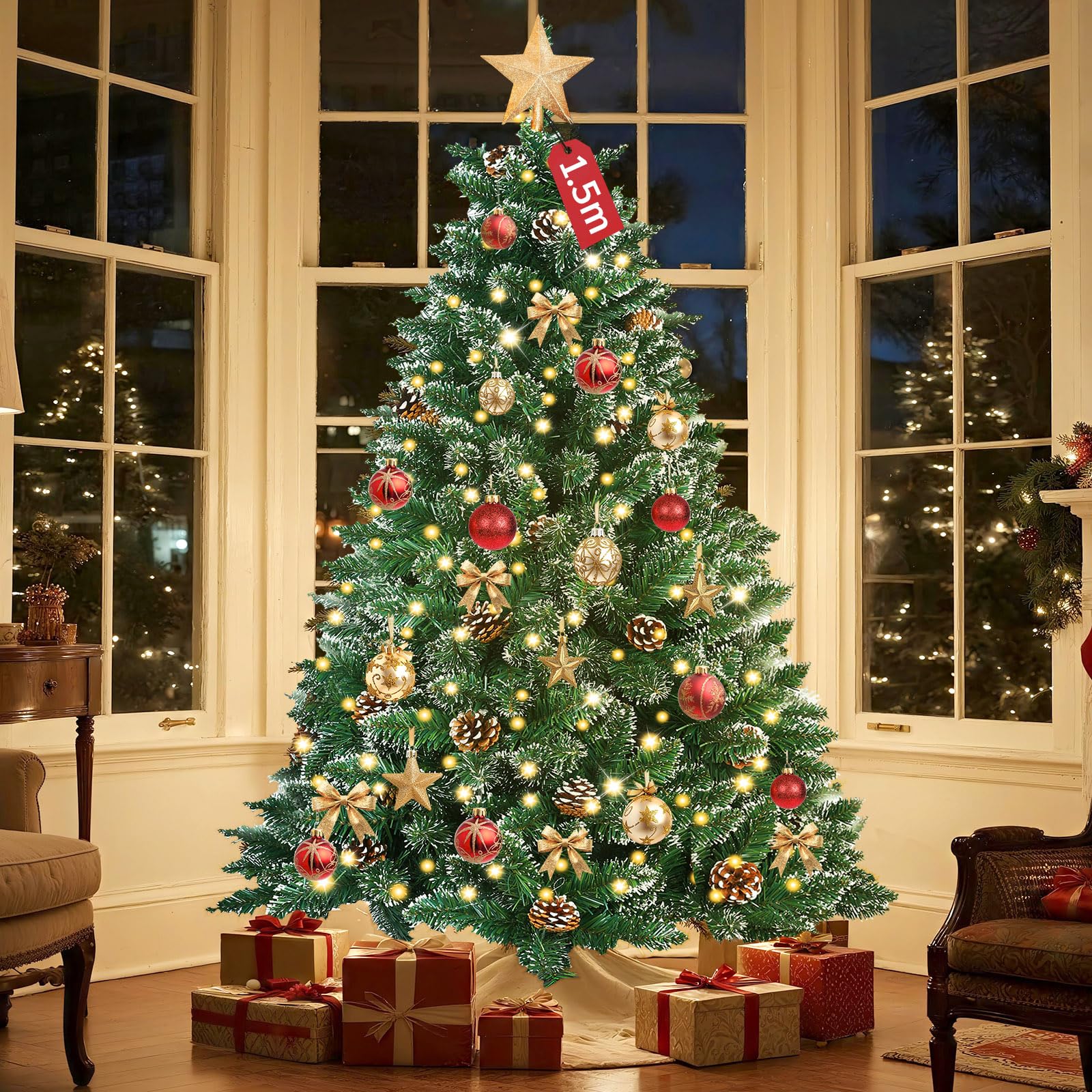 Soontrans Knstlicher Weihnachtsbaum mit Beleuchtung 150 cm