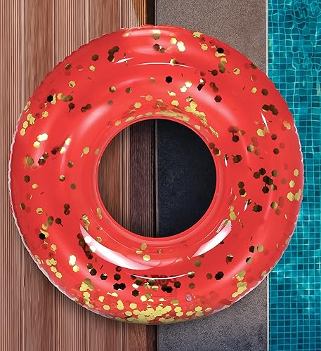 Miniatura 7 de CoTa Global Flotador inflable de piscina con confeti de alta calidad, flotador de vinilo resistente, flotador de piscina, juguete para la playa,