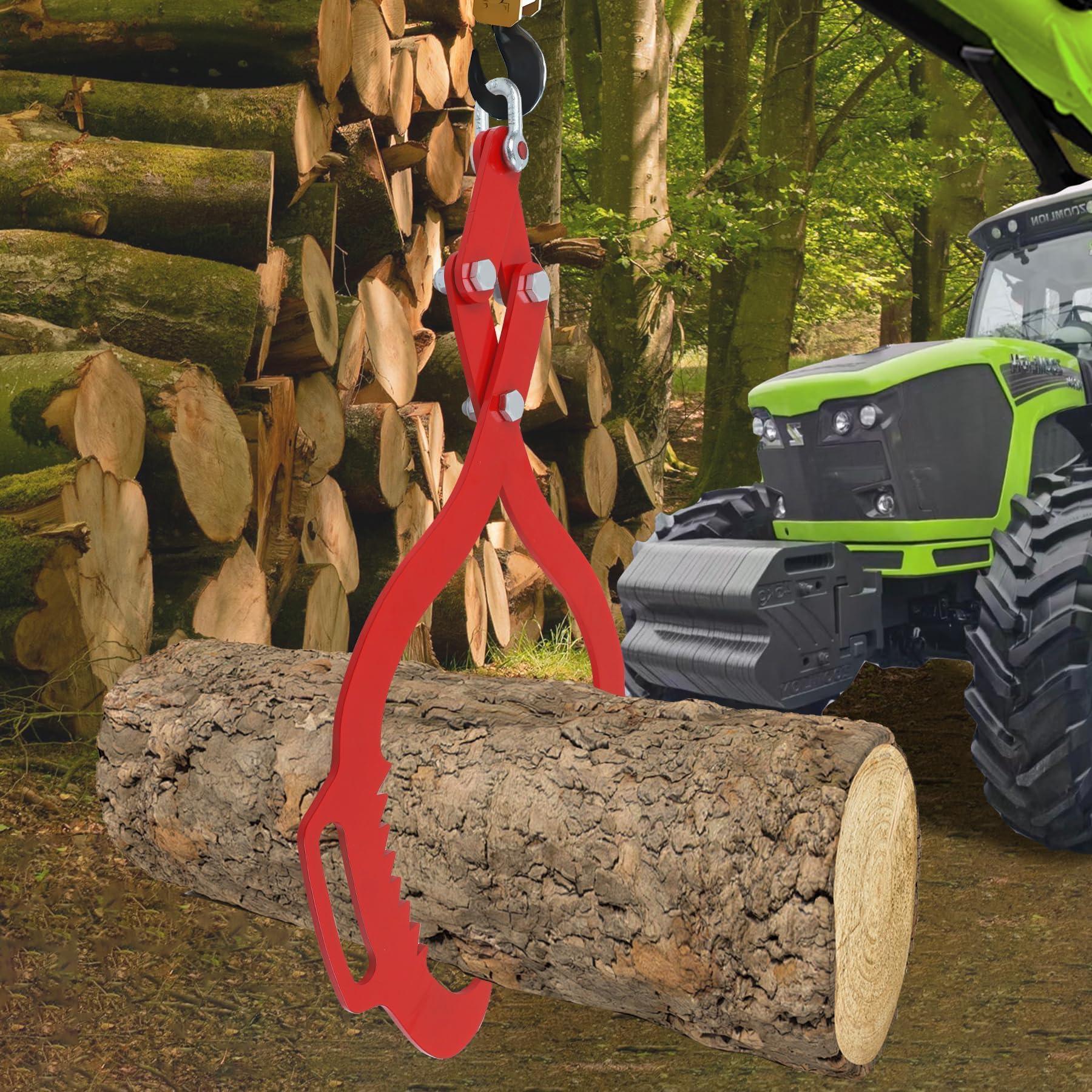 Garvee Grappin à grumes 1000 kg – Outil robuste pour levage et traction du bois – Crochets dentelés renforcés, poignée ergonomique – Accessoire agricole et forestier pour tracteur/camion, 32 Pouces