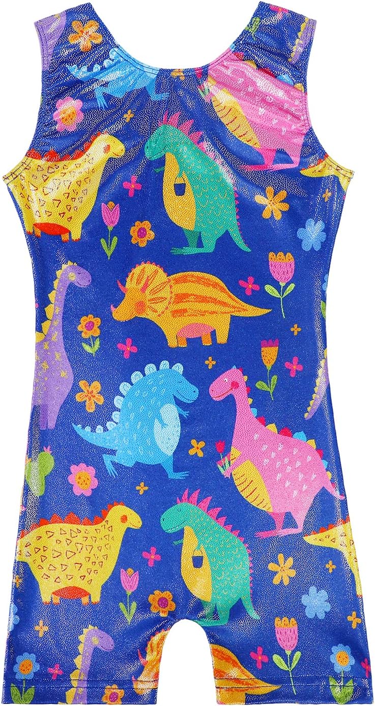 EQSJIU Gymnastics Leotards for Girls Sparkly Biketards Dance Unitard with Shorts Kids One-Piece Bodysuits Outfits 1-10 Years