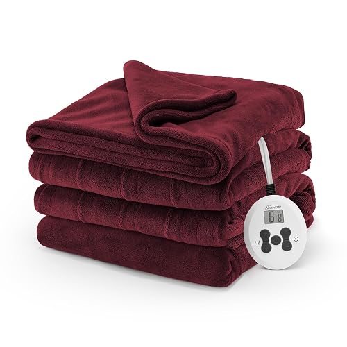 Sunbeam Royal Luxe Cabernet Heated Blanket - Full - Cabernet - Full