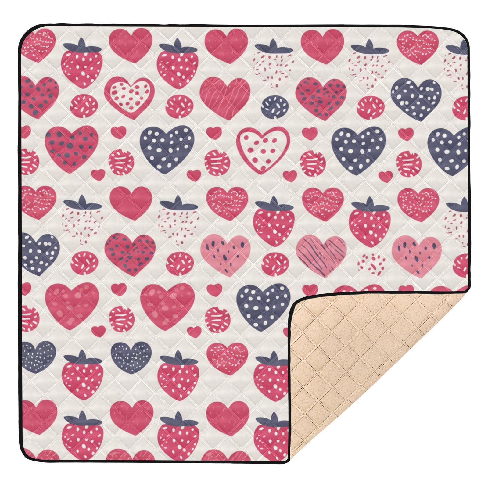 Kigai Strawberry Baby Play Mat for Floor and Playpen 50x50 inch Non-Slip Baby Activity Playmat Waterproof Foldable Crawling Mat for Infants Toddlers