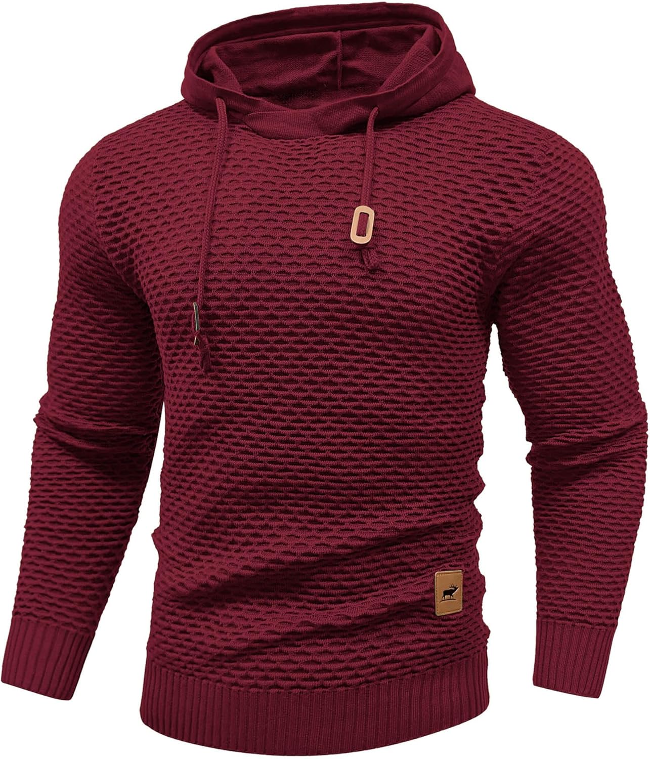 HYPESTFIT Men's Form Fitting Knit Pullover Sweater Hoodie Drawstring Hooded Sweatshirt