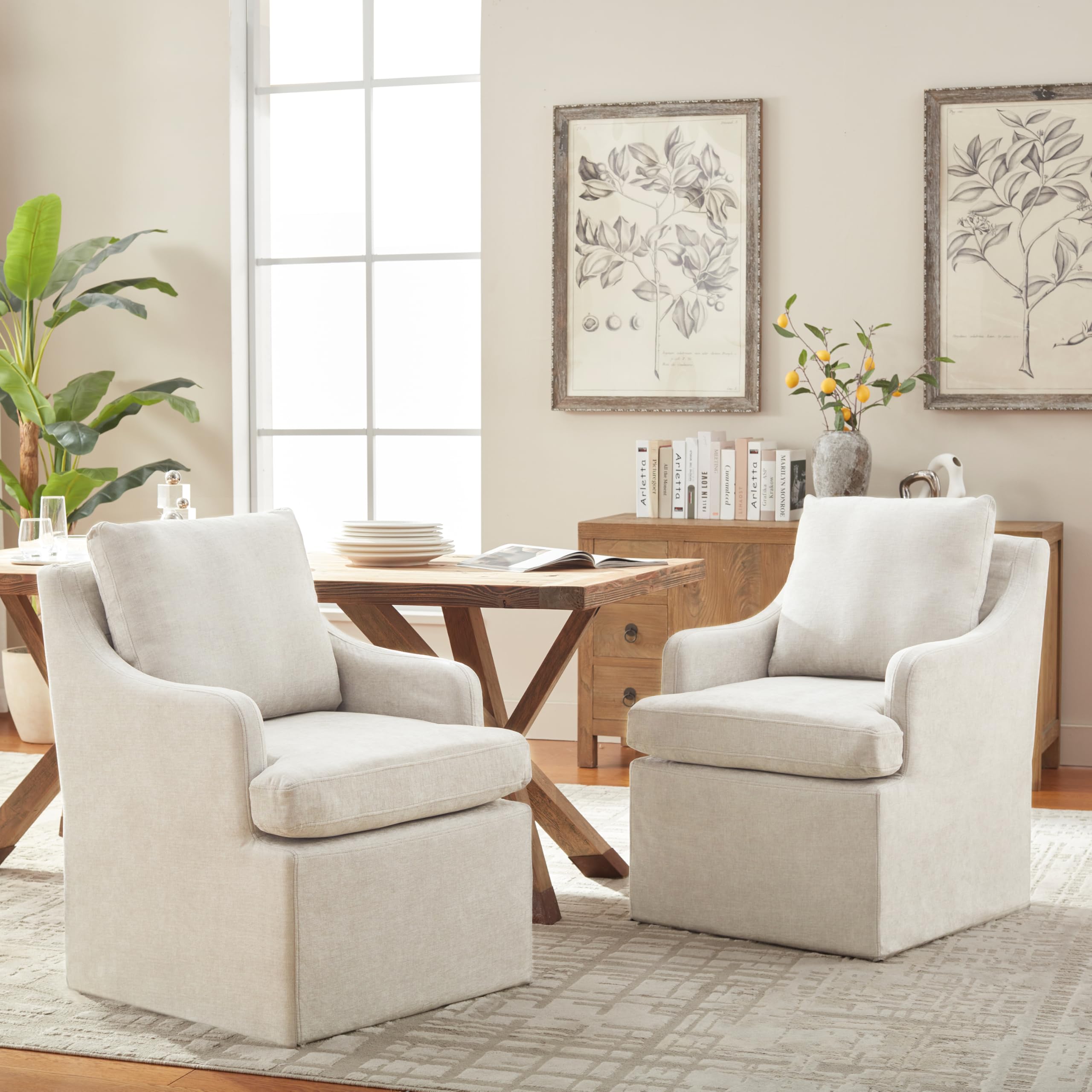 VKNOW Upholstered Dining Chair in beige