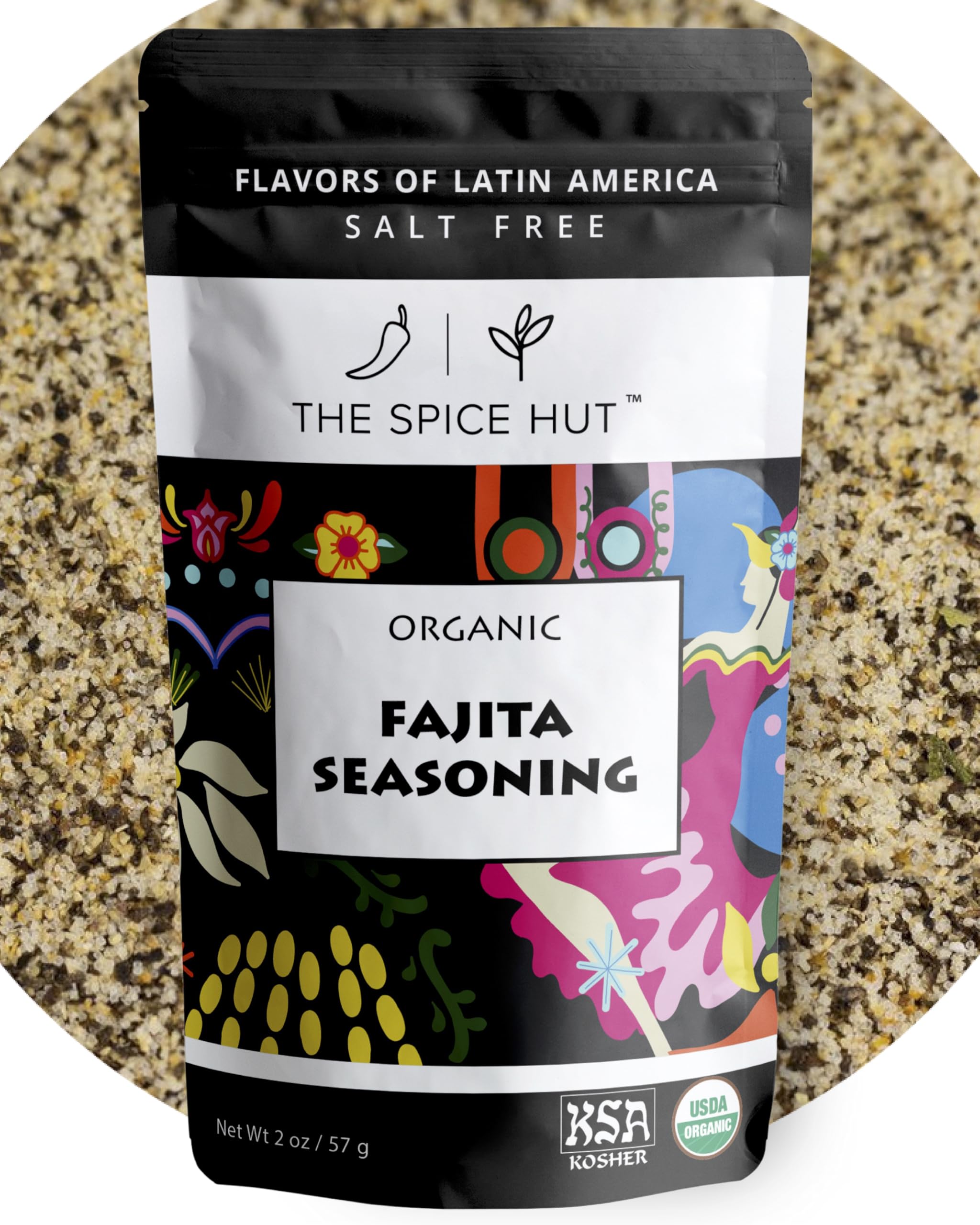 The Spice Hut Fajita Seasoning, Latin American Mexican cooking Organic small pouch - salt free, 2 Ounce,