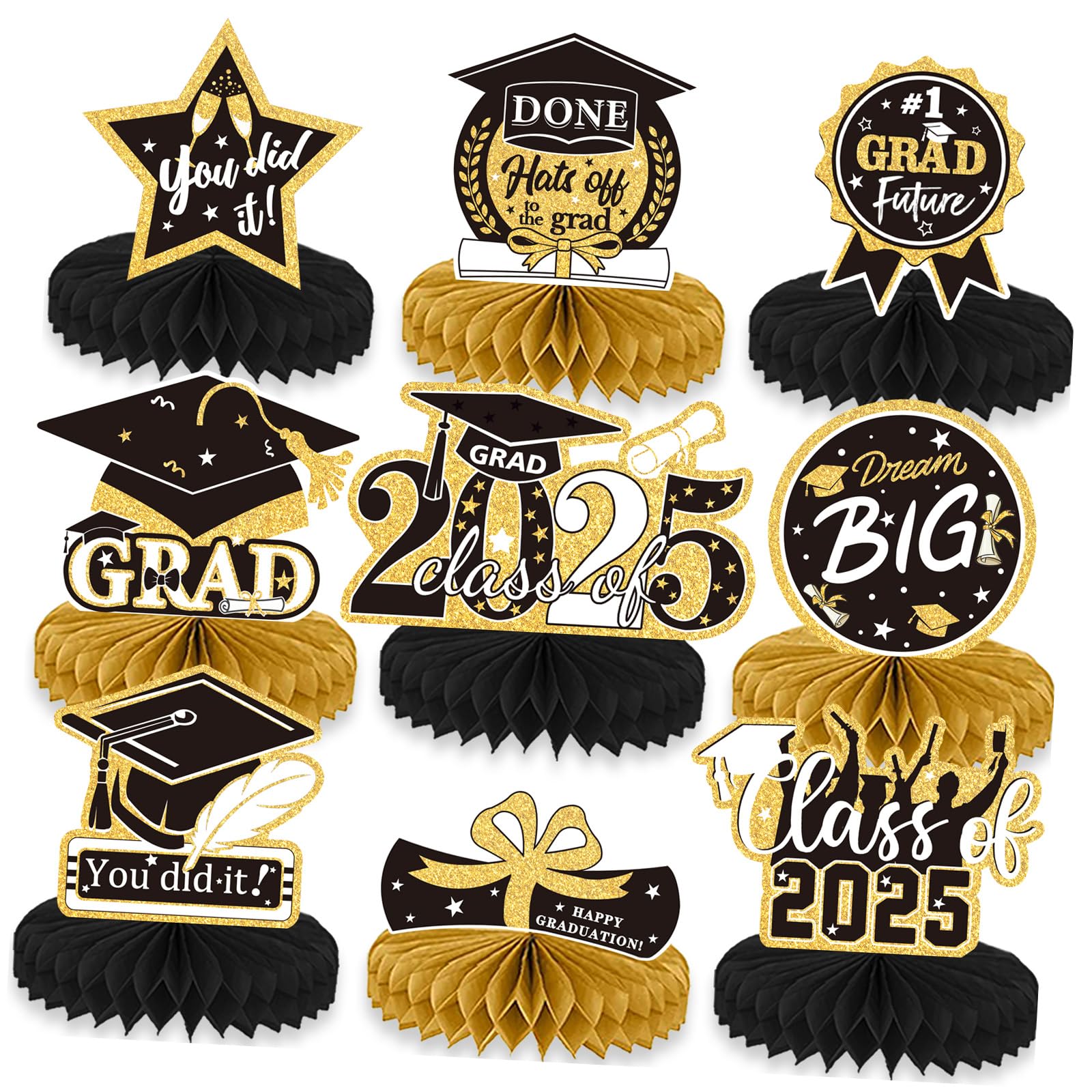 Msioytog 9pcs Graduation Cardboard Centerpieces Perfect for Enhancing Festival Atmospheres At Homes Gatherings and School Event User Friendly Party Supplies