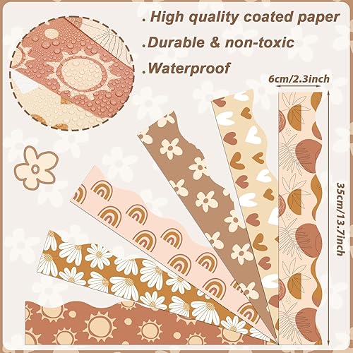 Miniatura 2 de Tablero de anuncios moderno bohemio de 69 pies, decoración bohemia con borde recto, calcomanías retro para tablón de anuncios con margaritas